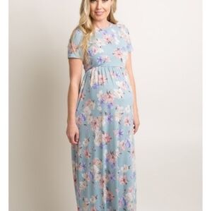 PinkBlush Floral Blue Maternity Dress